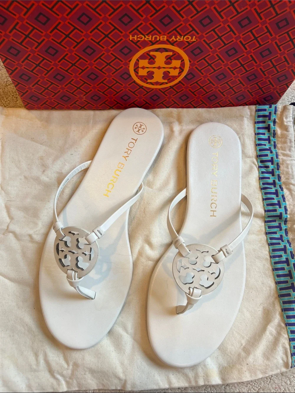 Tory Burch Ivory Miller Thong Sandals